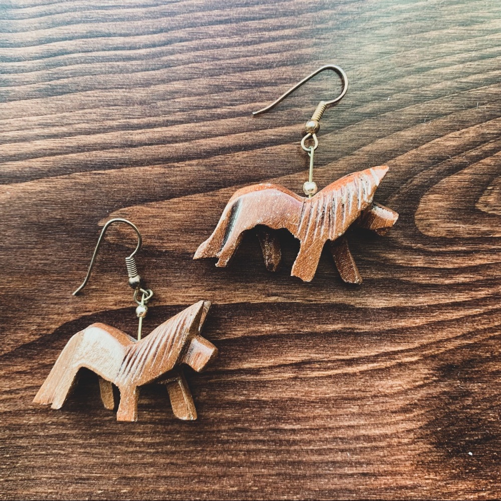 Vintage Handmade Wolf Earrings